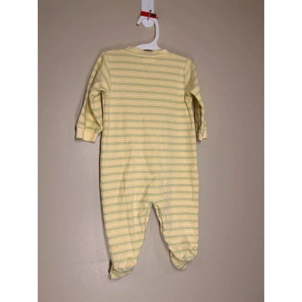 Vintage Child of Mine Medium Baby Striped Beary Cuddly Footed Snap Pajamas